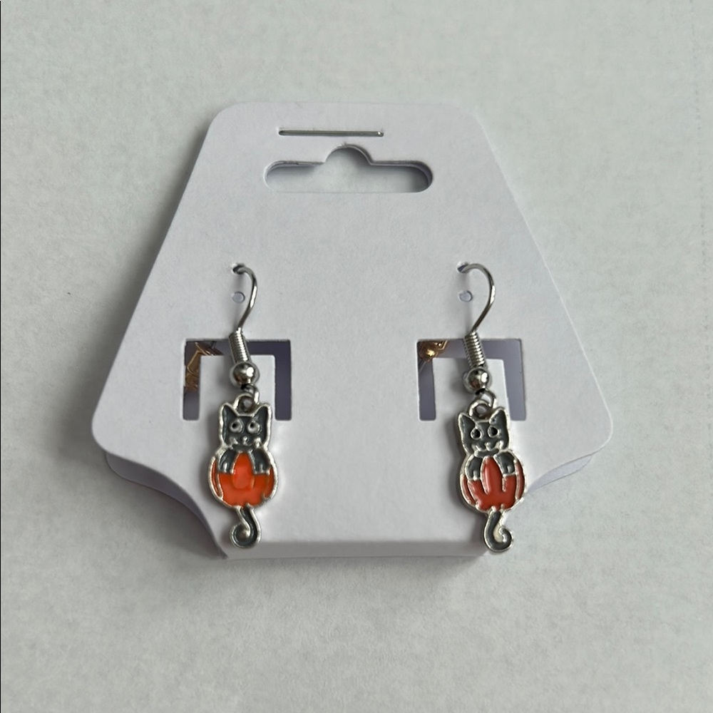 Pumpkin Cat Earrings